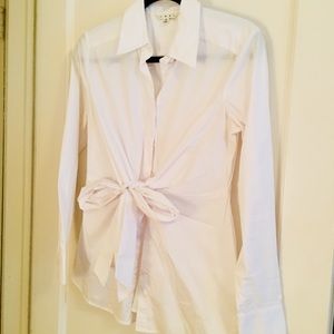 CAbi white tie blouse